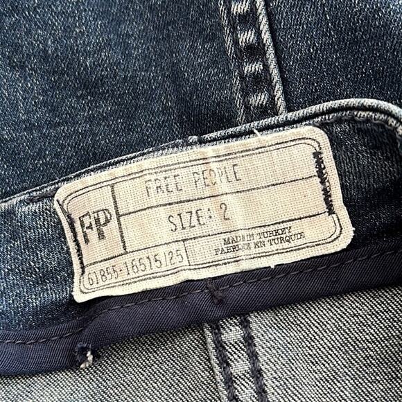 Free People Denim Jean Pencil Skirt Lace Up Ties Western Boho Cowgirl Y2K - Picture 6 of 8